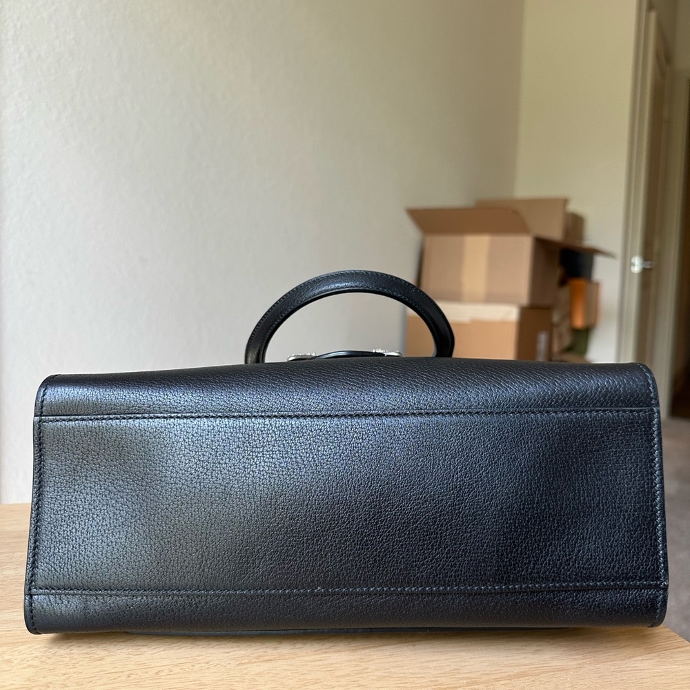 Gucci Black Leather Satchel with Crystal Butterfly - Picture 13 of 15